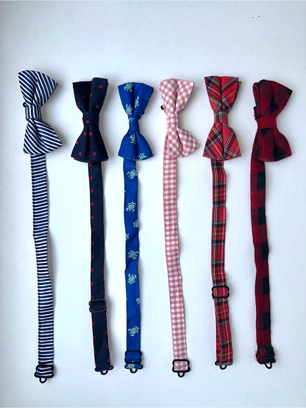 JCrew set of six patterned Boys Pre-Tied Bow Ties adjustable